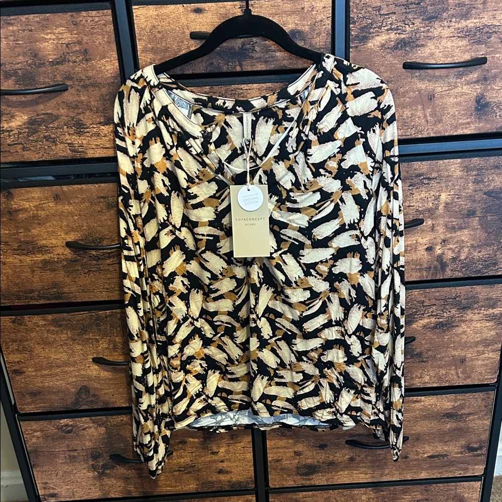 Soya Concept Black and Gold Abstract Blouse* - Picture 1 of 8